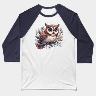 Owl Illustration Baseball T-Shirt